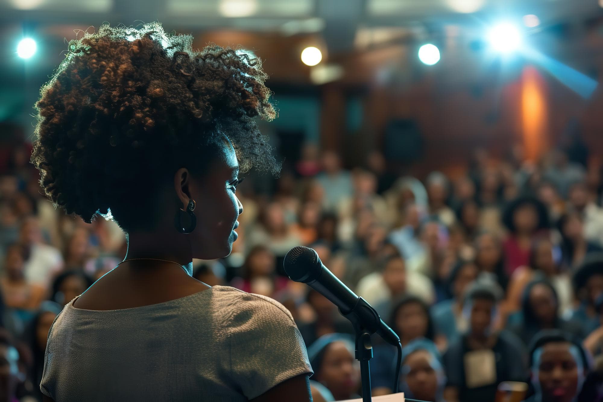 Speaker addressing a crowd